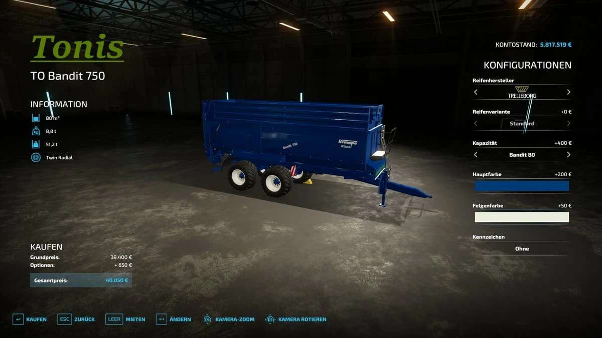 Krampe Bandit 750 V1100 Fs 22 Trailers Farming Simulator 22 Mods Mods For Games 3524